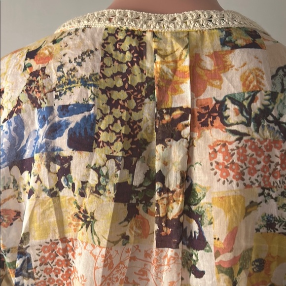 ANTHROPOLOGIE | Maeve Roll Tab Sleeve 100%Cotton Embroidered Top Blouse Sz 6 - Picture 12 of 16